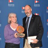 Linda Murphy presents Brian Turvey with the Cliona Murphy Memorial Trophy 