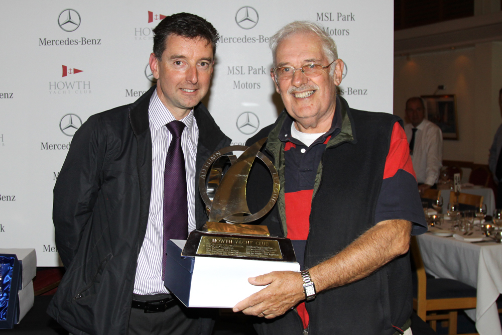 Ronan McCaul presents Michael Fleming with the Class 4 ECHO trophy