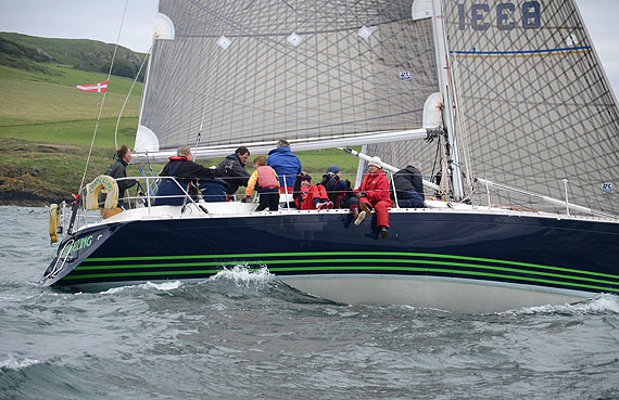 Kieran at the helm of 'Changeling' as he rounds Lambay during the 2012 Lambay Races. (Photo: Conor Lindsay)