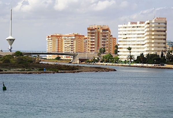 Mar Menor canal with lifting bridge in the background