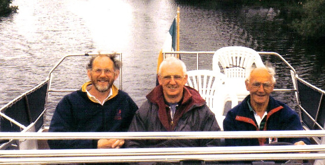 Salty shipmates take to fresh water - Pat Murphy, Joe Phelan and Neville Maguire on one of their many Shannon cruises. Photo courtesy Pat Murphy