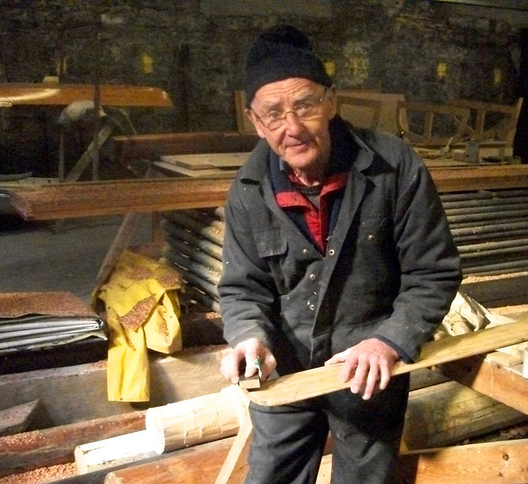 Always busy. Neville at work on the display rig for Asgard. Photo: Pat Murphy