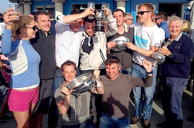 Ross McDonald and crew of 'Equinox' waste no time in celebrating their win in Class 1 IRC
