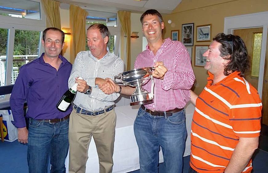 The crew and owners of 'Isobel' commence the celebrations - Wayne Heather, Brian and Conor Turvey and David O'Farrell