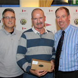 Aidan Gray and Lee Stripe (Shenanigans) with Commodore Brian Turvey